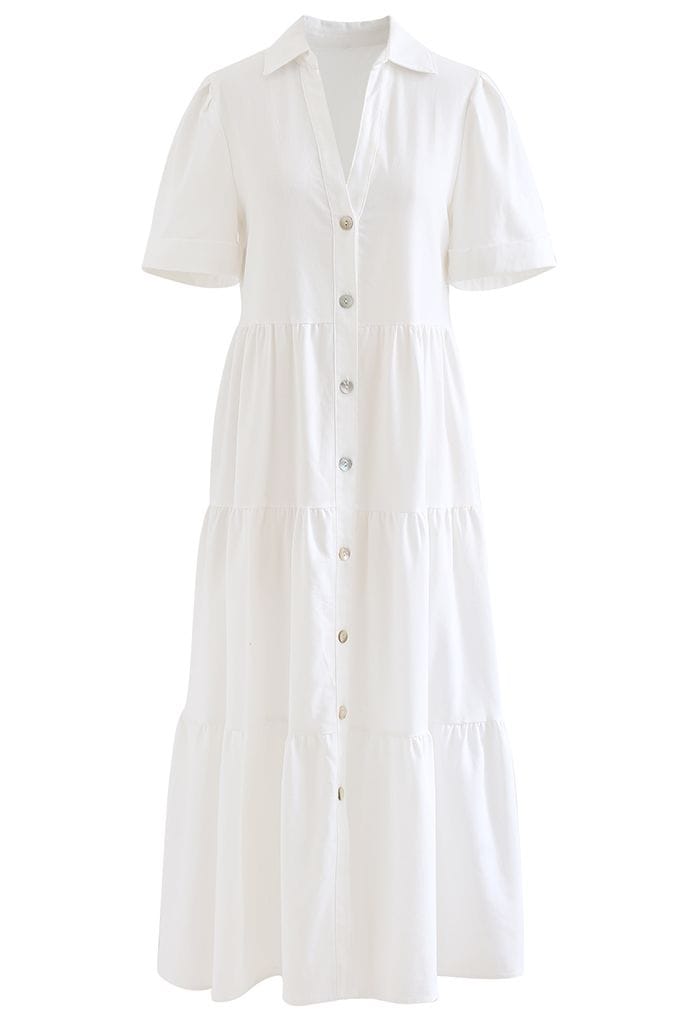 SouthernPosh Collar V-Neck Button-Down Midi Dress