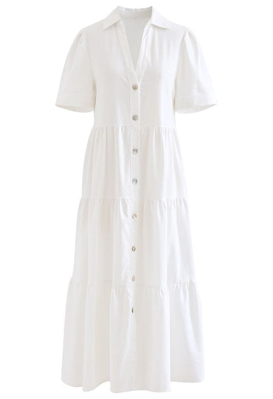 SouthernPosh Collar V-Neck Button-Down Midi Dress