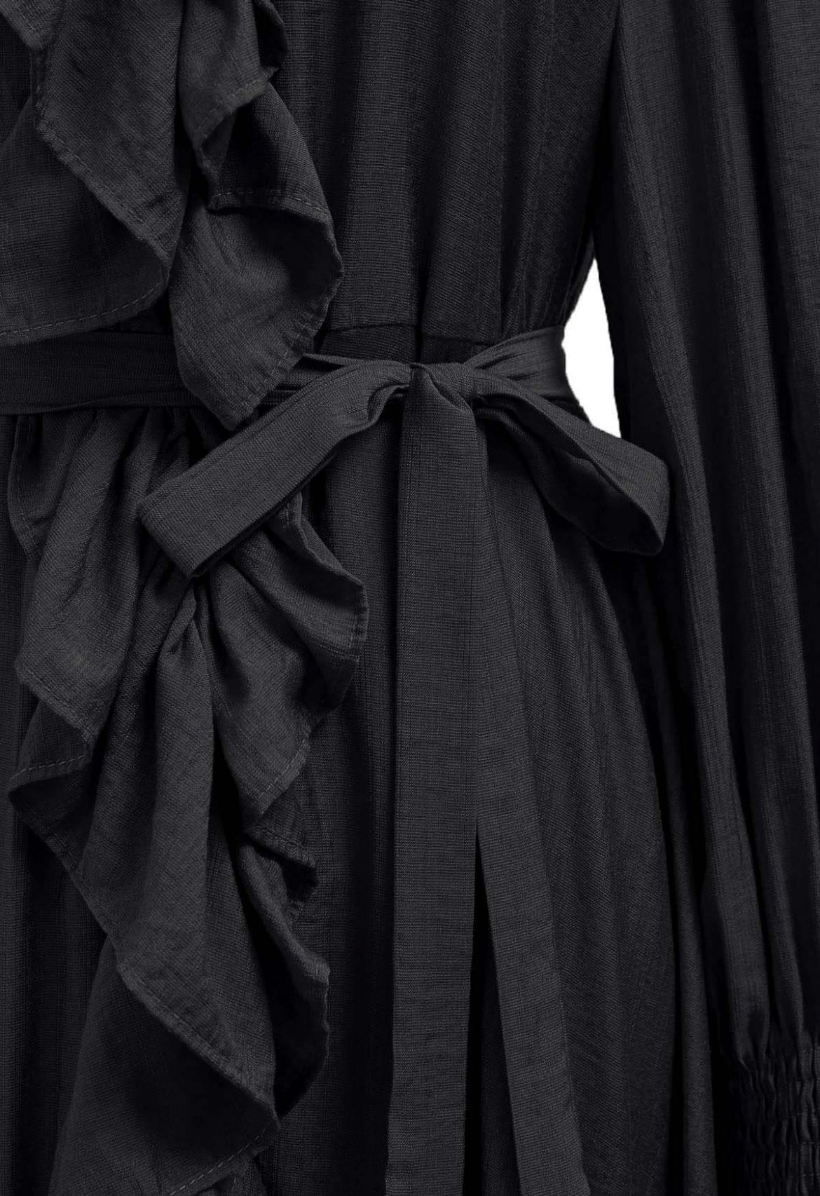 SouthernPosh Whimsical Ruffle Asymmetric Button-Down Midi Dress