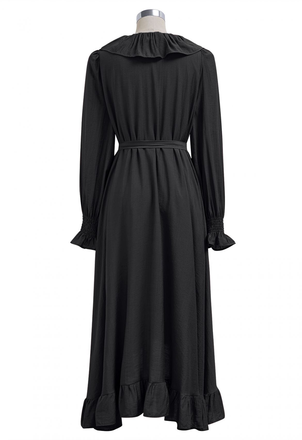 SouthernPosh Whimsical Ruffle Asymmetric Button-Down Midi Dress